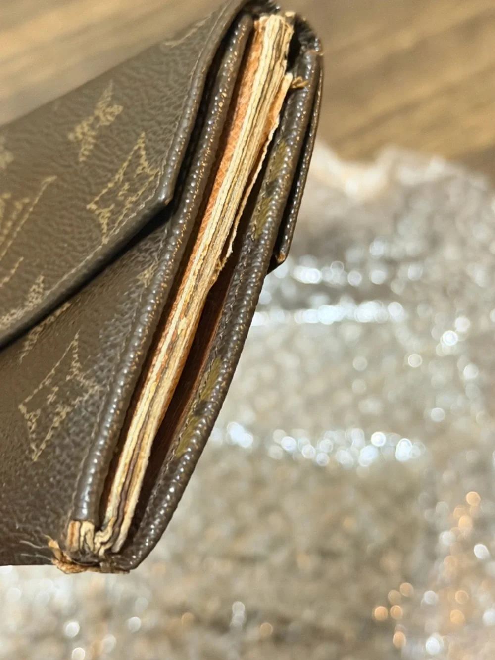 Louis Vuitton Tan Monogram Textured Leather Detail